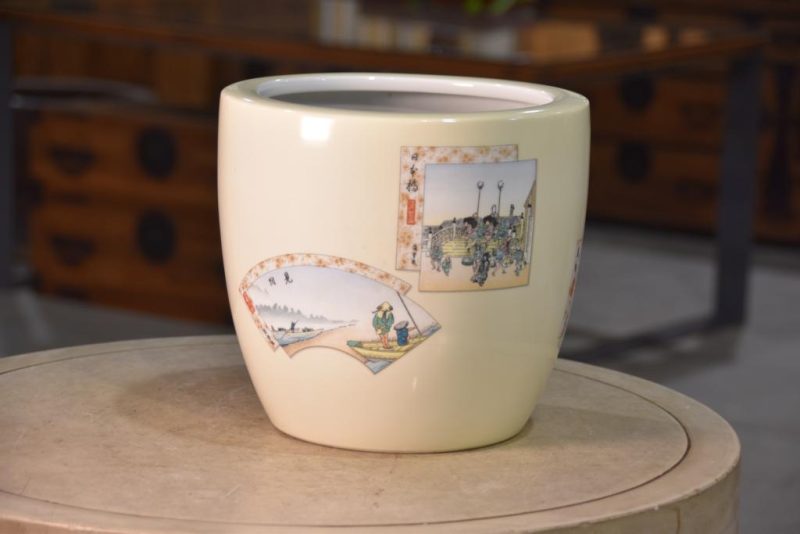 Ceramic Brazier with Woodblock Print Designs