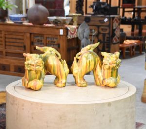 Pair of Kyoyaki Ceramic Shishi (Lion Dogs)