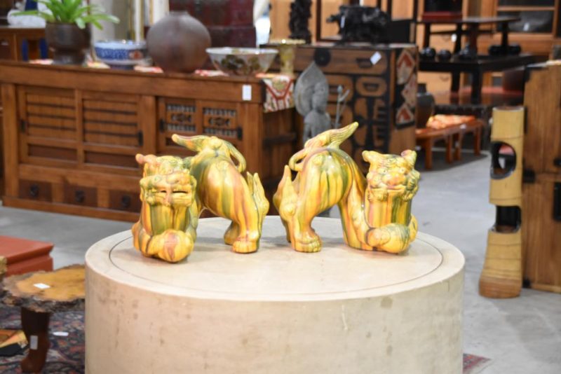 Pair of Kyoyaki Ceramic Shishi (Lion Dogs)