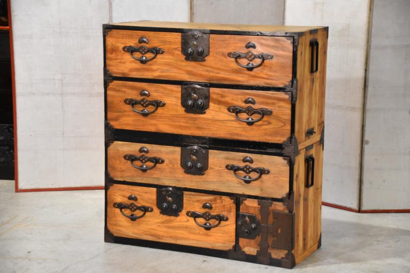 Japanese Nihonmatsu Clothing Chest 2 Sections Width:1060mm - Image 2