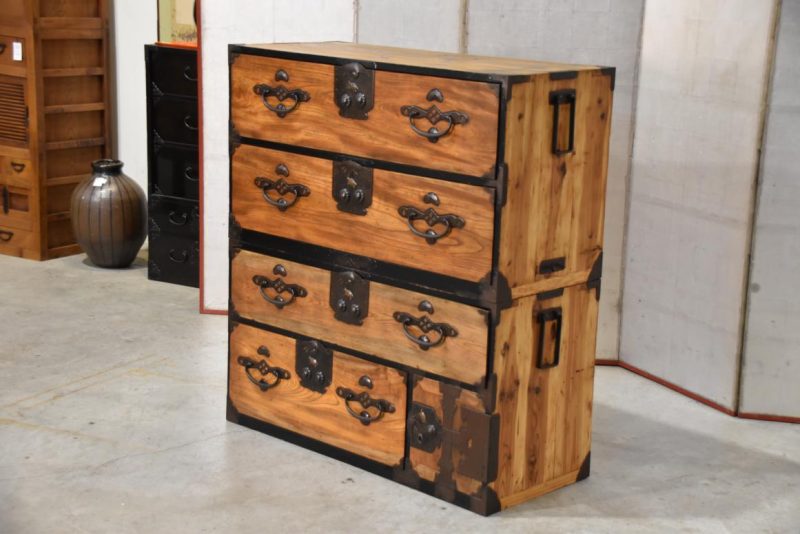 Japanese Nihonmatsu Clothing Chest 2 Sections Width:1060mm - Image 18