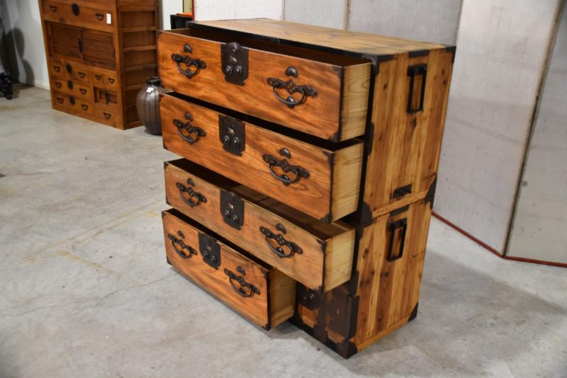 Japanese Nihonmatsu Clothing Chest 2 Sections Width:1060mm - Image 14
