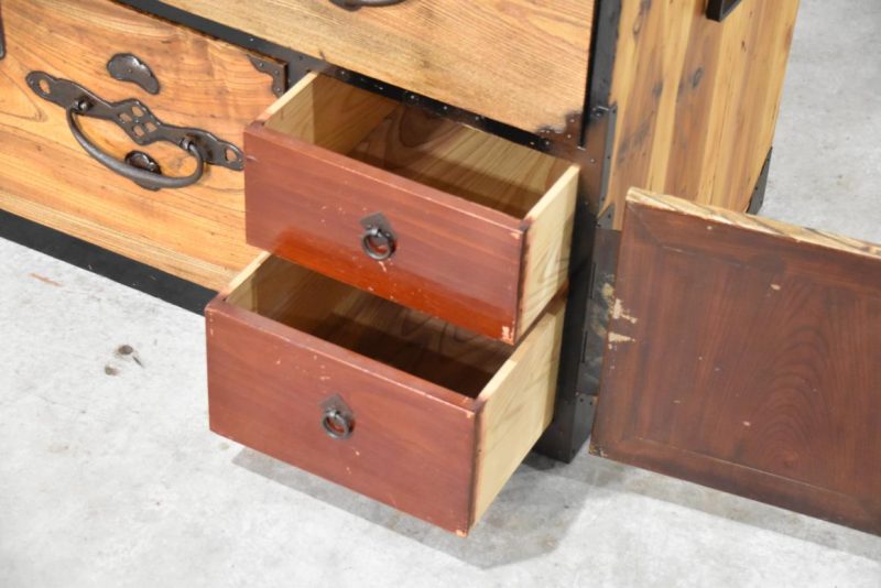 Japanese Nihonmatsu Clothing Chest 2 Sections Width:1060mm - Image 12