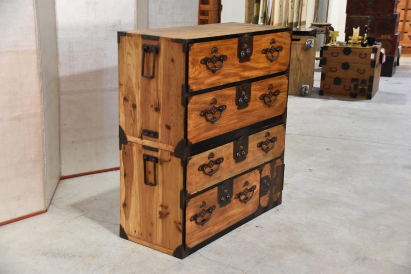 Japanese Nihonmatsu Clothing Chest 2 Sections Width:1060mm - Image 8