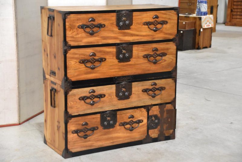 Japanese Nihonmatsu Clothing Chest 2 Sections Width:1060mm - Image 7
