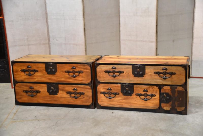 Japanese Nihonmatsu Clothing Chest 2 Sections Width:1060mm - Image 4