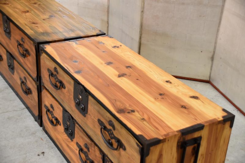 Japanese Nihonmatsu Clothing Chest 2 Sections Width:1060mm - Image 3