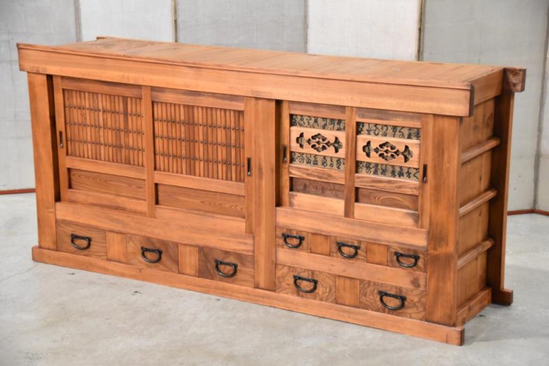 Antique Japanese Kitchen Chest Sideboard Width:1820mm - Image 2