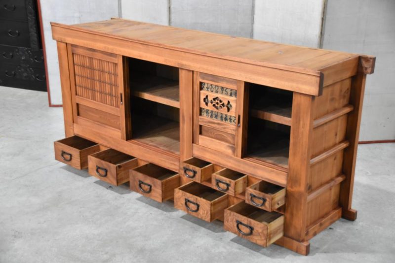 Antique Japanese Kitchen Chest Sideboard Width:1820mm - Image 8