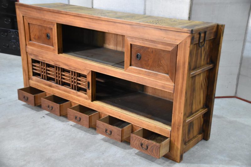 Antique Japanese Kitchen Chest Sideboard Width:1805mm - Image 7