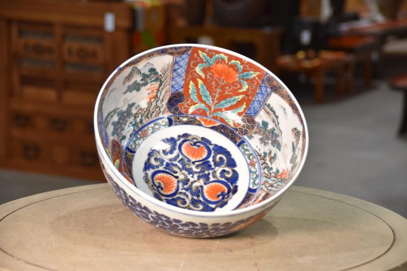 Japanese Coloured Imari Porcelain Bowl Width:285mm