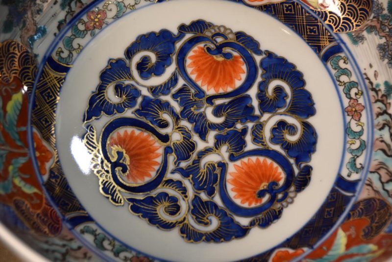 Japanese Coloured Imari Porcelain Bowl Width:285mm - Image 8