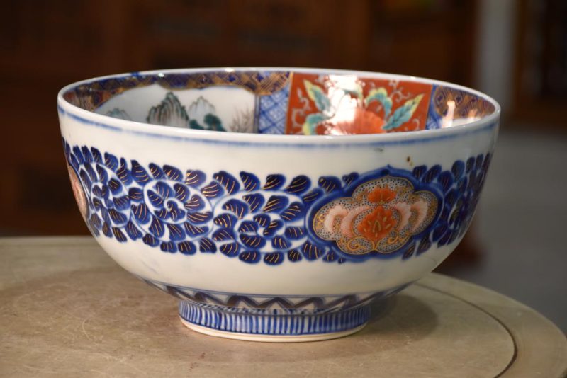 Japanese Coloured Imari Porcelain Bowl Width:285mm - Image 6