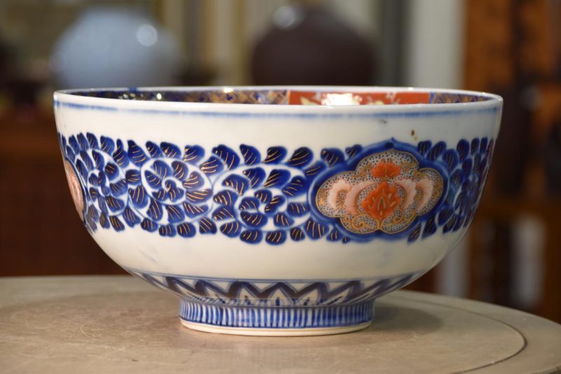 Japanese Coloured Imari Porcelain Bowl Width:285mm - Image 5