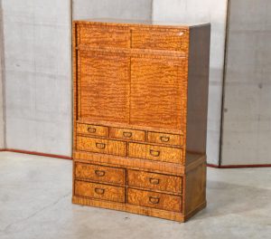 Vintage Burled Mulberry Chadansu Tea Utensil Chest Width:745mm