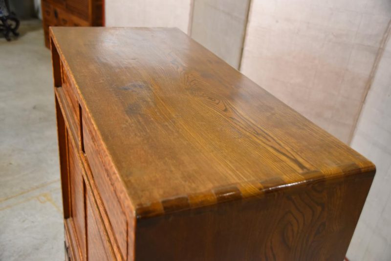 Vintage Burled Mulberry Chadansu Tea Utensil Chest Width:745mm - Image 3