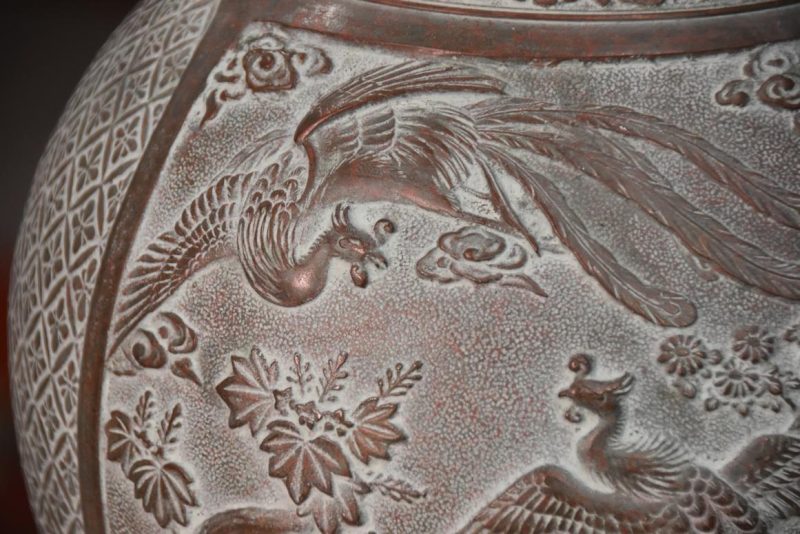 Japanese Bronze Vase with Phoenix Width:215mm - Image 10