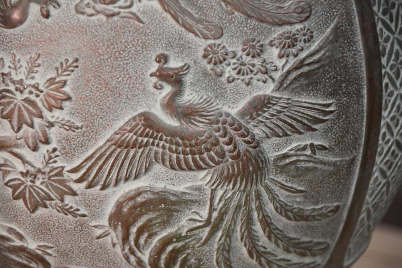 Japanese Bronze Vase with Phoenix Width:215mm - Image 9