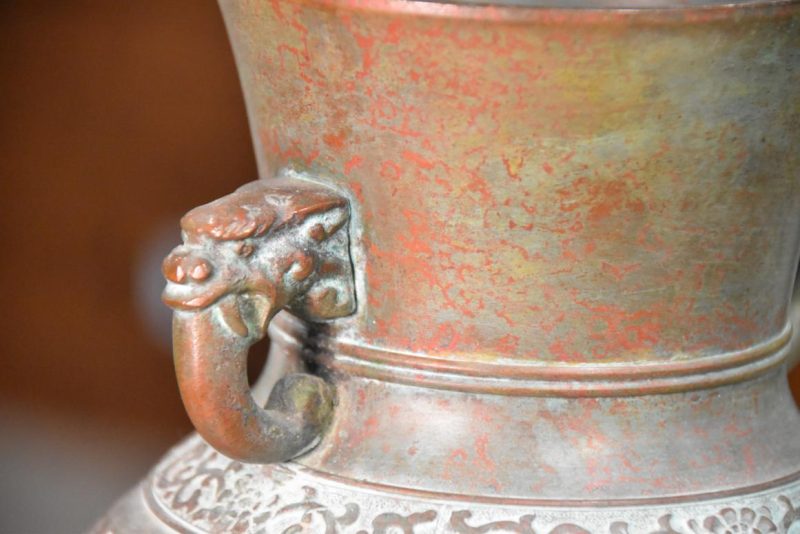 Japanese Bronze Vase with Phoenix Width:215mm - Image 8