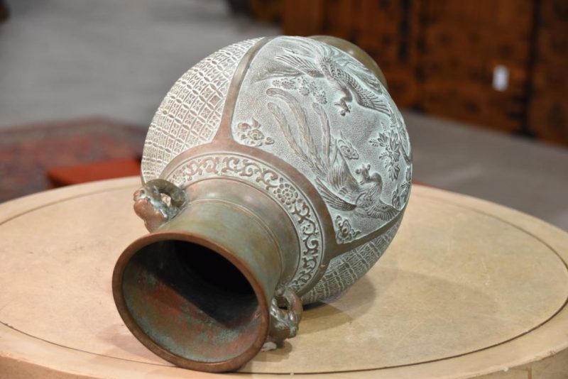 Japanese Bronze Vase with Phoenix Width:215mm - Image 5