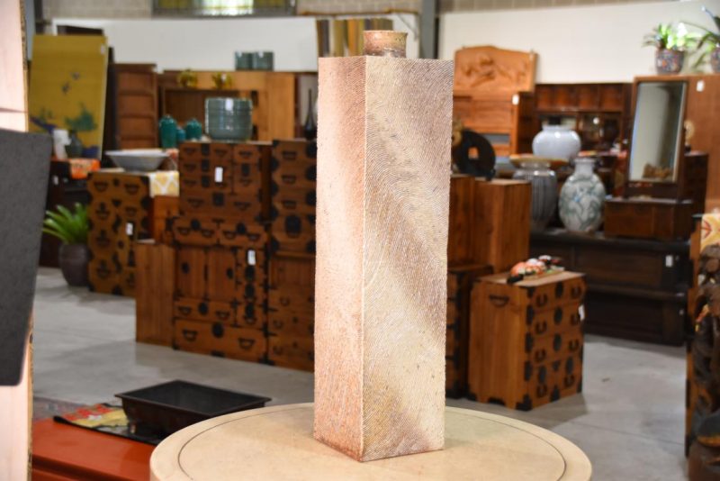 Tall Square Wave Pottery Vase Height:580mm