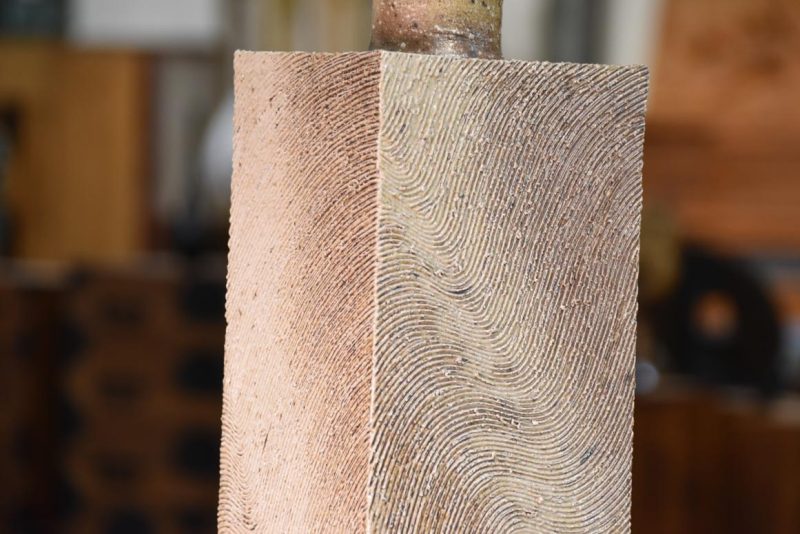 Tall Square Wave Pottery Vase Height:580mm - Image 2