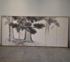 Japanese Sumi-E Ink Brush Pine Screen Width:3780mm