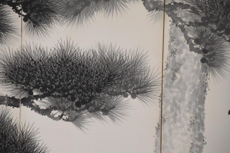 Japanese Sumi-E Ink Brush Pine Screen Width:3780mm - Image 8