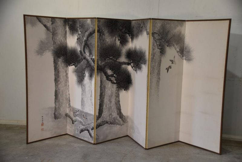 Japanese Sumi-E Ink Brush Pine Screen Width:3780mm - Image 4