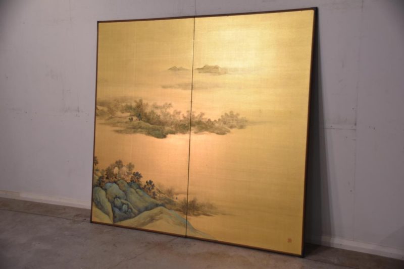 2 Panel Gold Screen with Chinese Temples Width:1860mm - Image 6