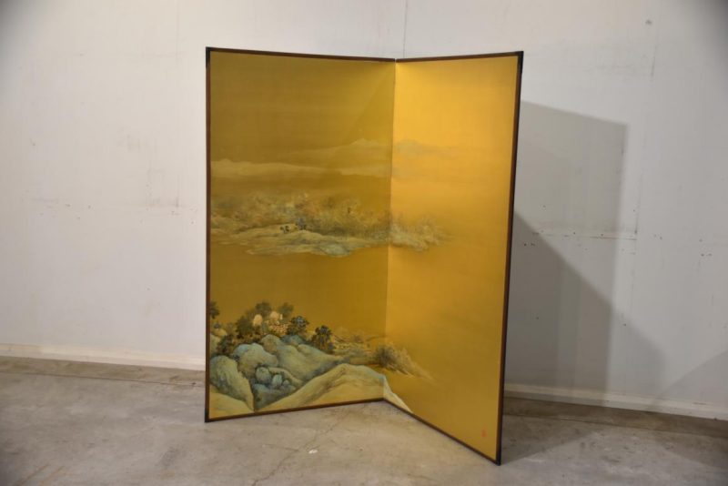 2 Panel Gold Screen with Chinese Temples Width:1860mm - Image 4