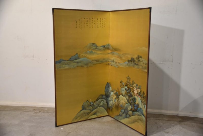 2 Panel Gold Screen with Chinese Temples Width:1860mm - Image 3