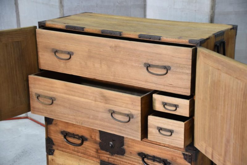 Meiji Period Ryobiraki Kasane Dansu Clothing Chest Width:950mm - Image 9