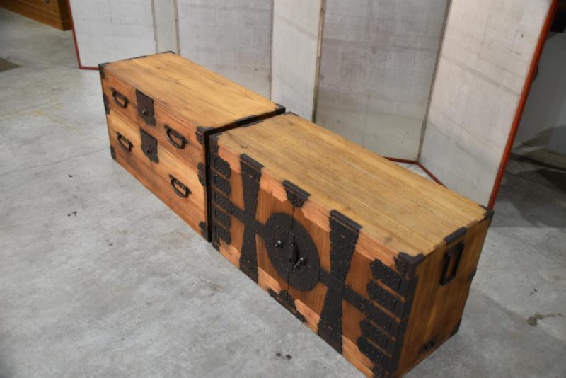 Meiji Period Ryobiraki Kasane Dansu Clothing Chest Width:950mm - Image 17
