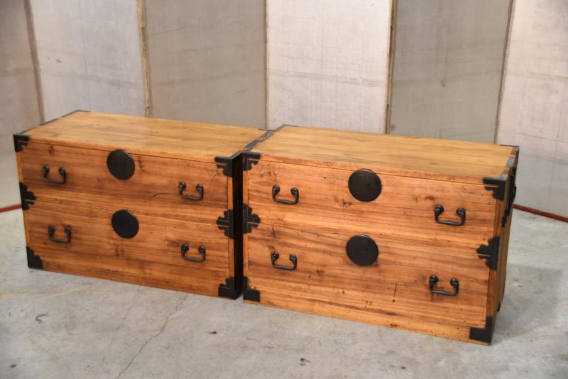 Japanese Antique 2 Section Clothing Chest Width:900mm - Image 4