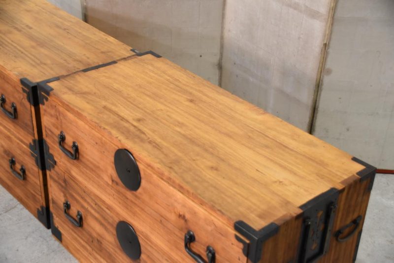 Japanese Antique 2 Section Clothing Chest Width:900mm - Image 3