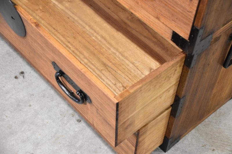 Antique 4 Drawer Clothing Chest (2 Sections)Width:960mm - Image 7