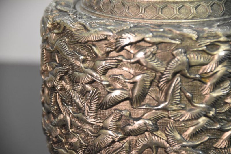 Japanese Bronze Koro with Cranes and Turtle Width:135mm - Image 8