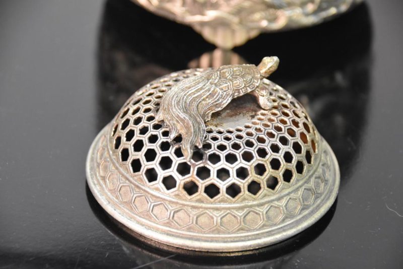 Japanese Bronze Koro with Cranes and Turtle Width:135mm - Image 6