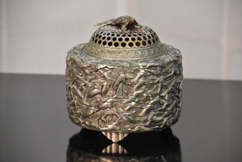 Japanese Bronze Koro with Cranes and Turtle Width:135mm - Image 9