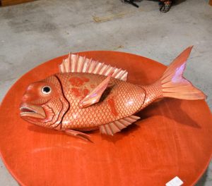 Large Lacquered Sea Bream Lidded Container Width:710mm