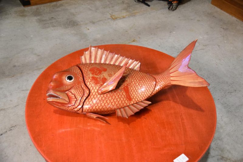 Large Lacquered Sea Bream Lidded Container Width:710mm