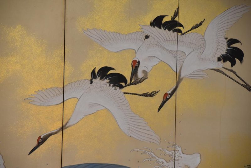 Japanese Cranes and Waves Byobu Screen Width:3760mm. - Image 8