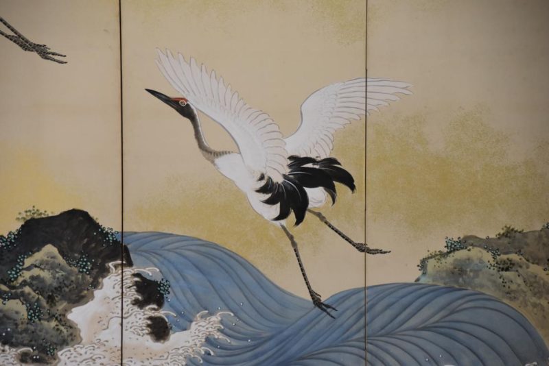 Japanese Cranes and Waves Byobu Screen Width:3760mm. - Image 7