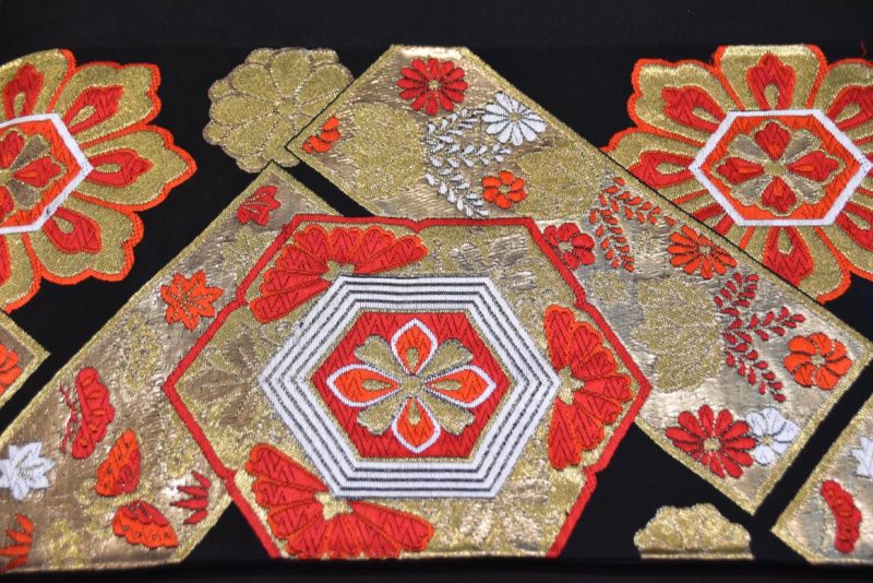 Japanese Red, Black and Gold Obi Sash Width:4000mm - Image 6