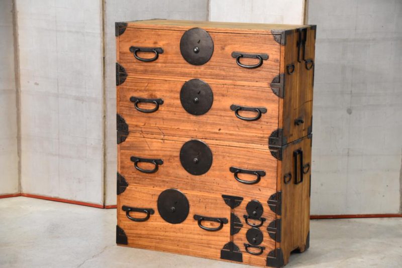 6 Drawer Antique Japanese Clothing Chest on Chest Width:900mm - Image 2