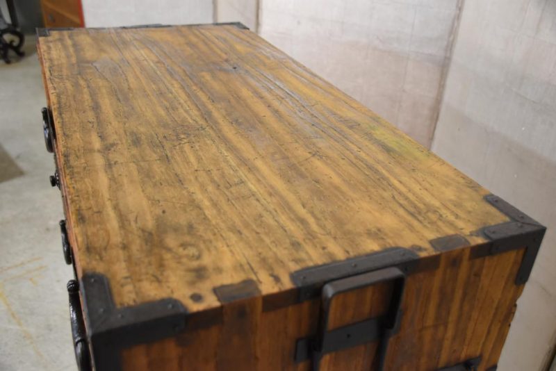 6 Drawer Antique Japanese Clothing Chest on Chest Width:900mm - Image 8