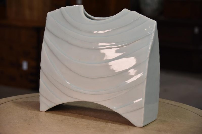 Celadon Vase by Miyanaga Rikiichi B:1935 Width:280mm - Image 10