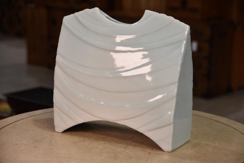 Celadon Vase by Miyanaga Rikiichi B:1935 Width:280mm - Image 8
