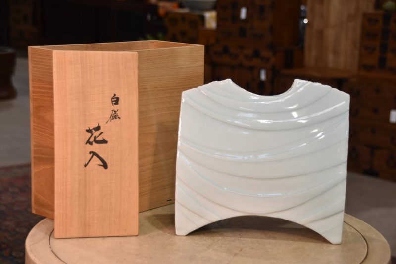 Celadon Vase by Miyanaga Rikiichi B:1935 Width:280mm - Image 3